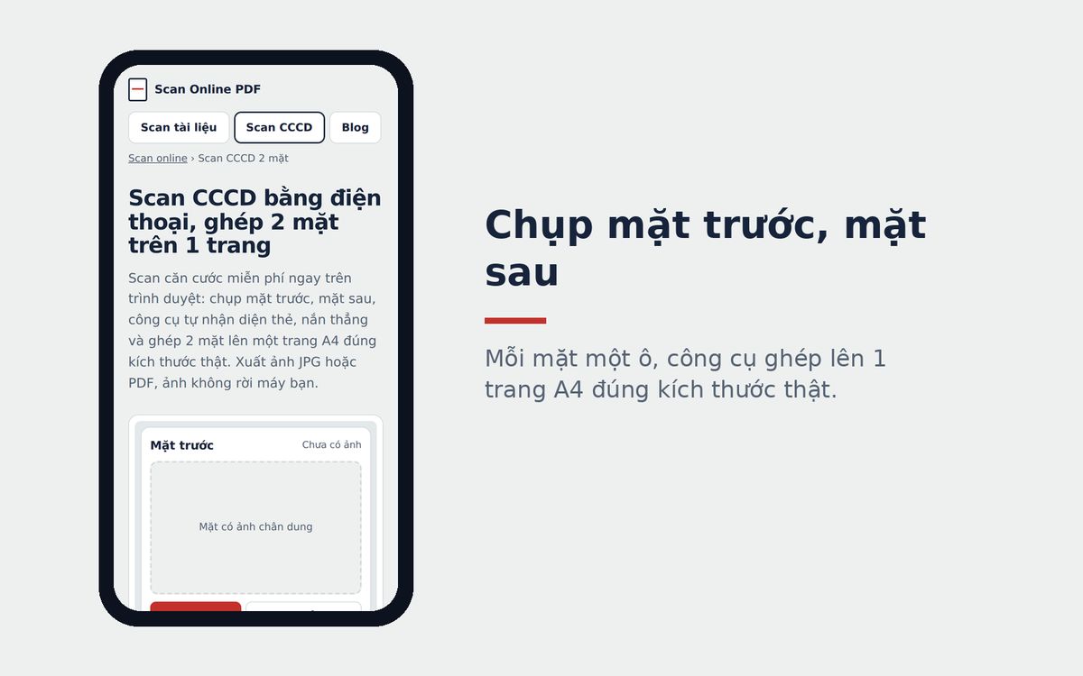 Chụp mặt trước, mặt sau khi scan CCCD