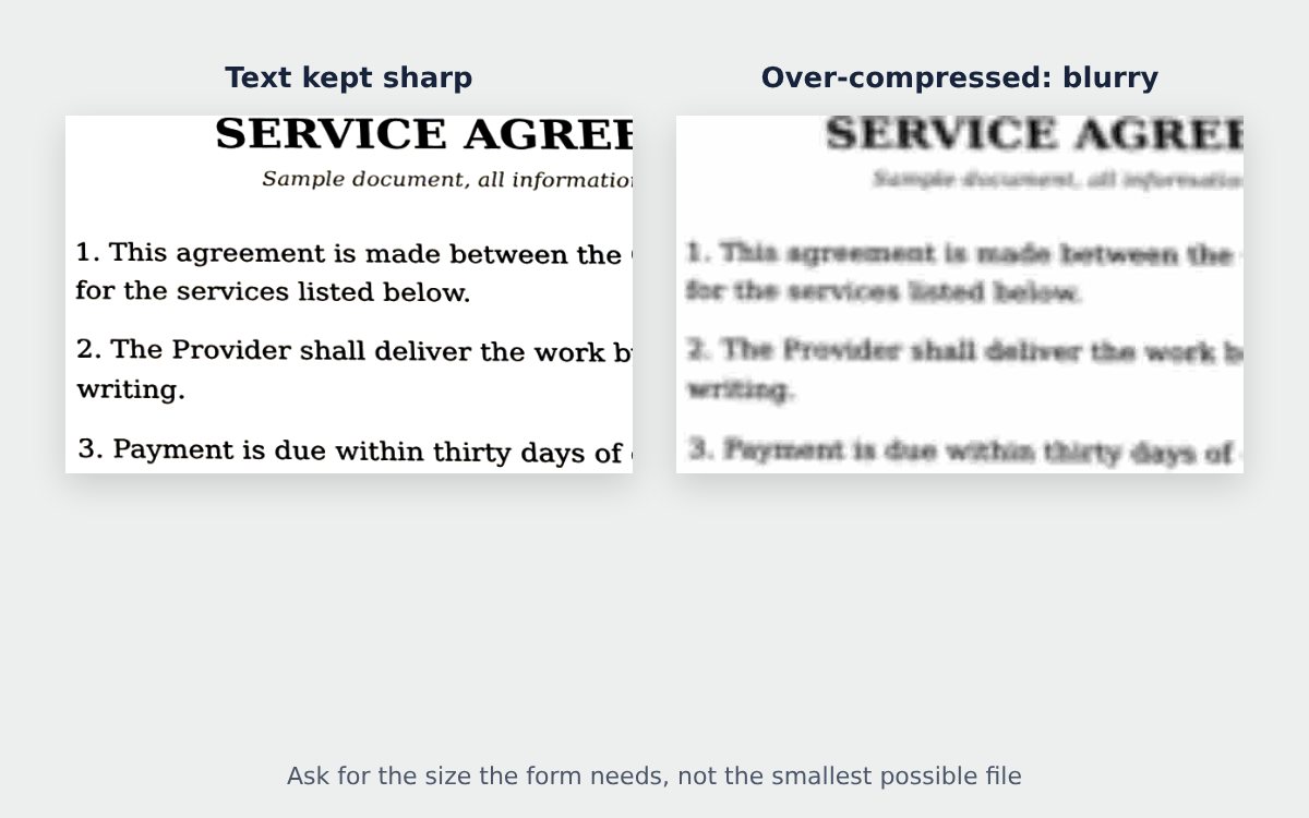 Sharp text compared with over-compressed blurry text