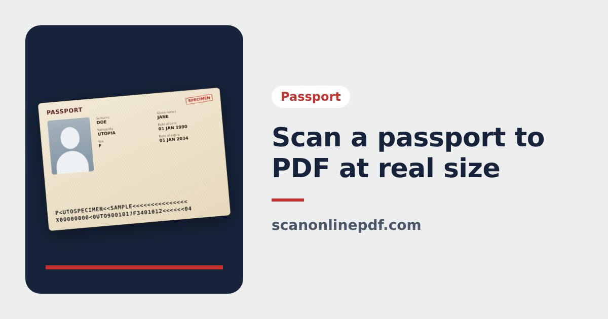 Passport scanned to PDF on an A4 page