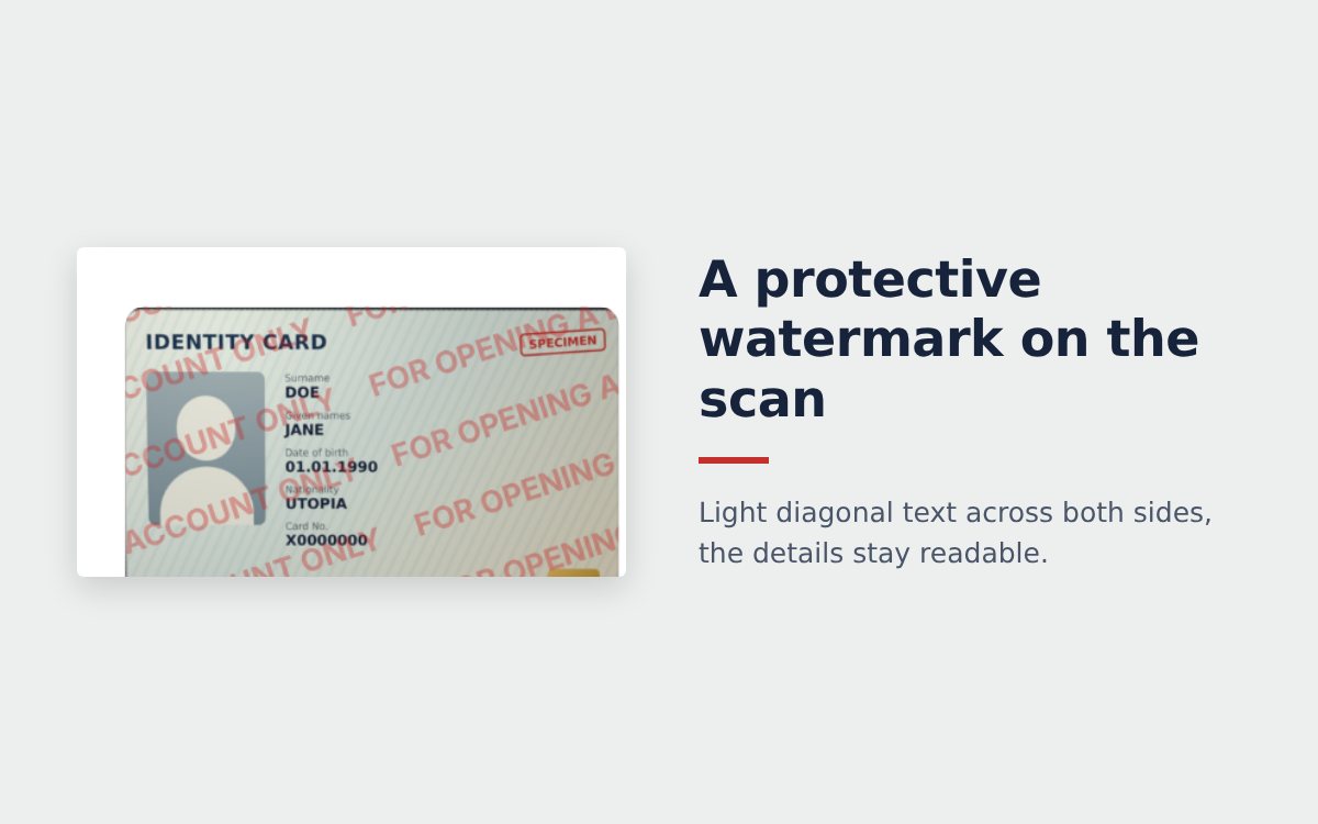 ID card scan with a diagonal protective watermark