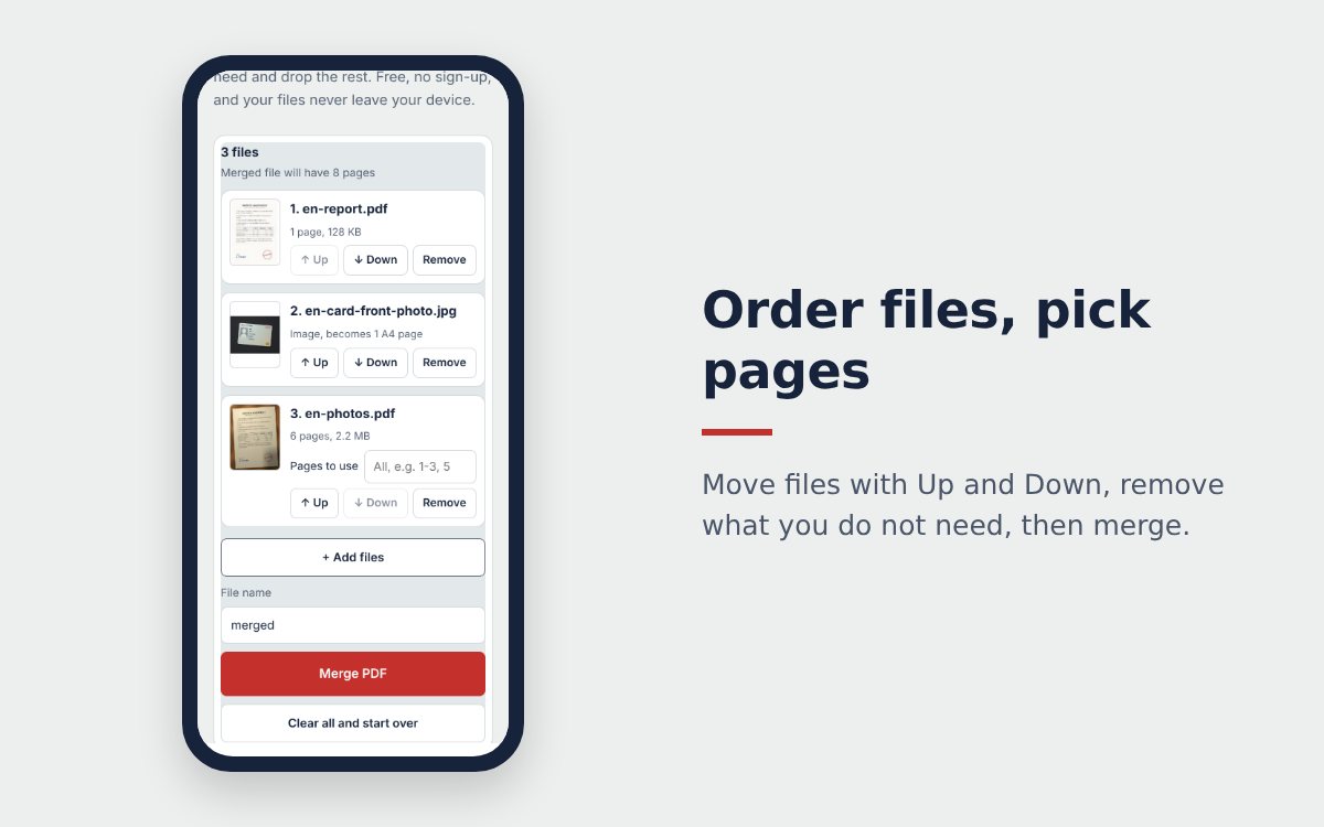List of files to merge with Up, Down and Remove buttons