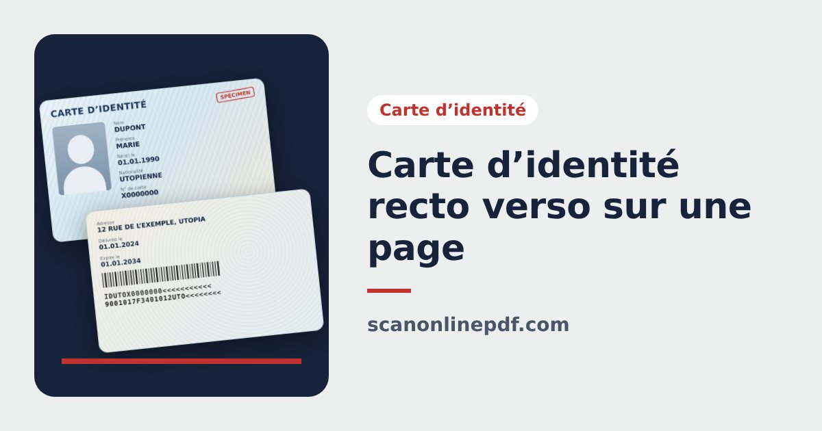 Carte d’identité scannée recto verso sur une page A4