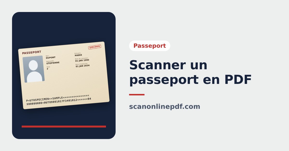 Passeport scanné en PDF sur une page A4