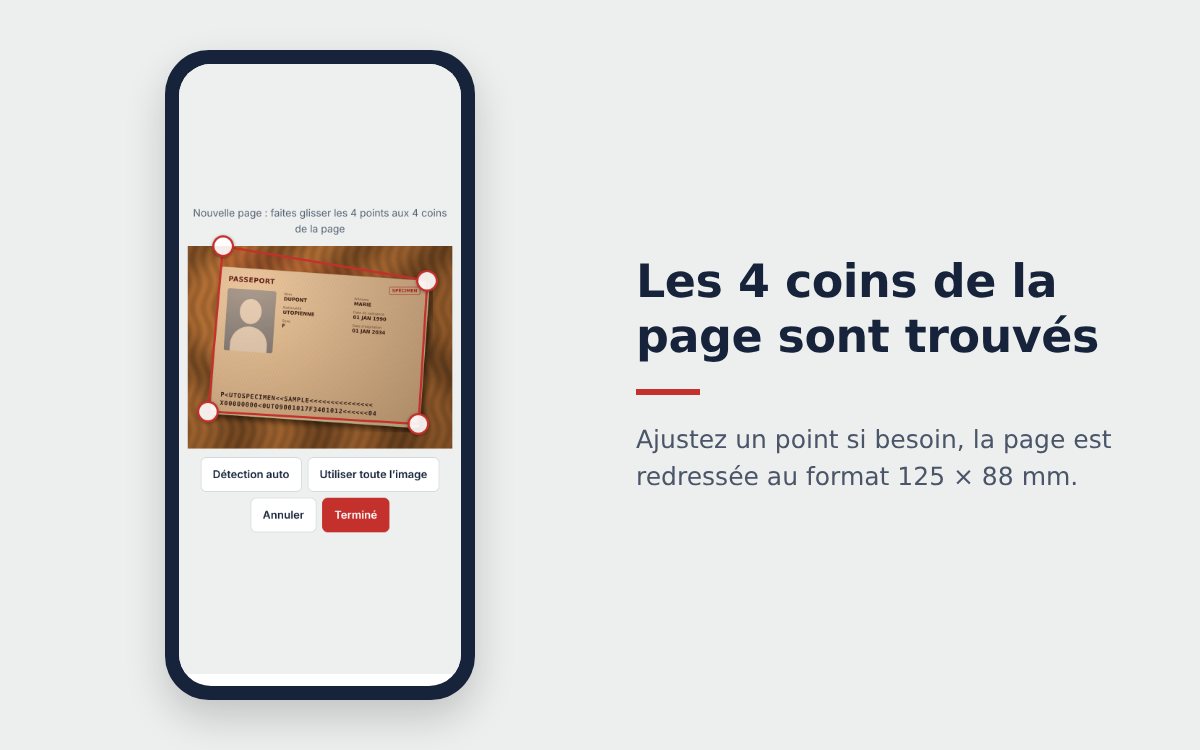 Ajout d’une page de passeport dans le scanner