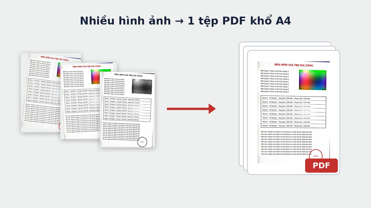 Chuyển nhiều hình ảnh thành 1 file PDF khổ A4