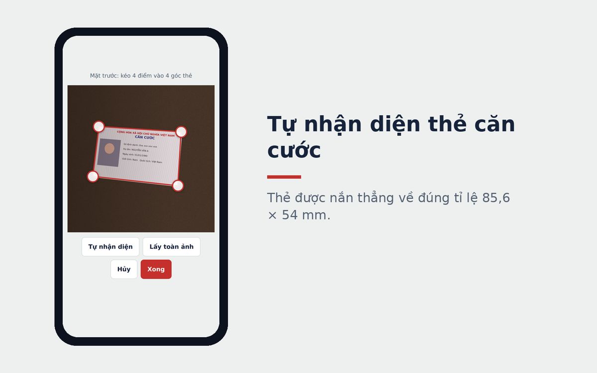 Tự nhận diện 4 góc thẻ khi scan CCCD bằng điện thoại