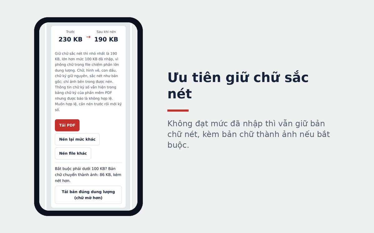 Khi không nén được xuống dưới mức yêu cầu