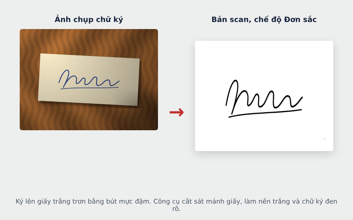 Ảnh chụp chữ ký và bản scan chữ ký chế độ Đơn sắc