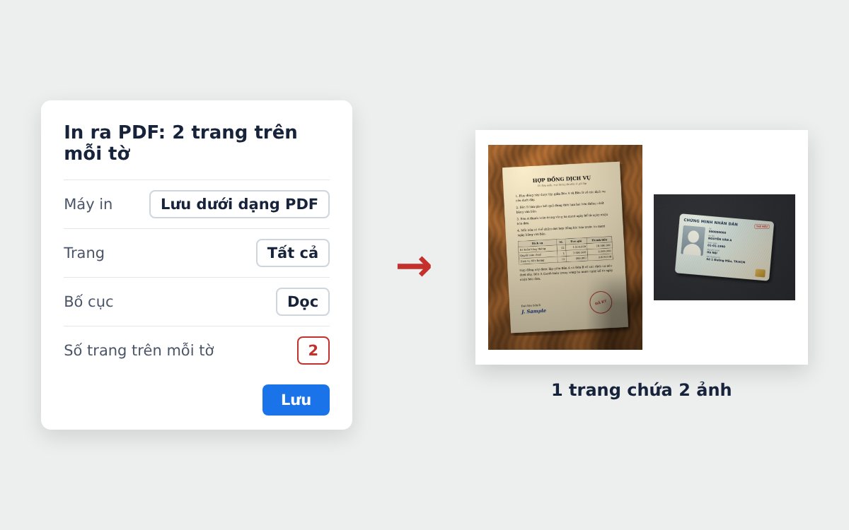 Đặt 2 ảnh trên cùng 1 trang PDF bằng tùy chọn 2 trang trên mỗi tờ